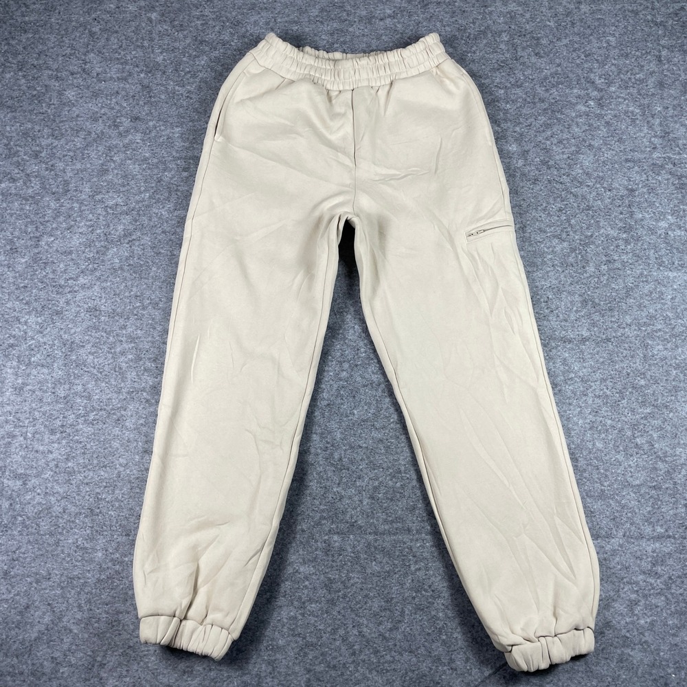 Comfrt DND Travel Sweatpants Womens M Beige Joggers Fleece Lined Pocket Lounge